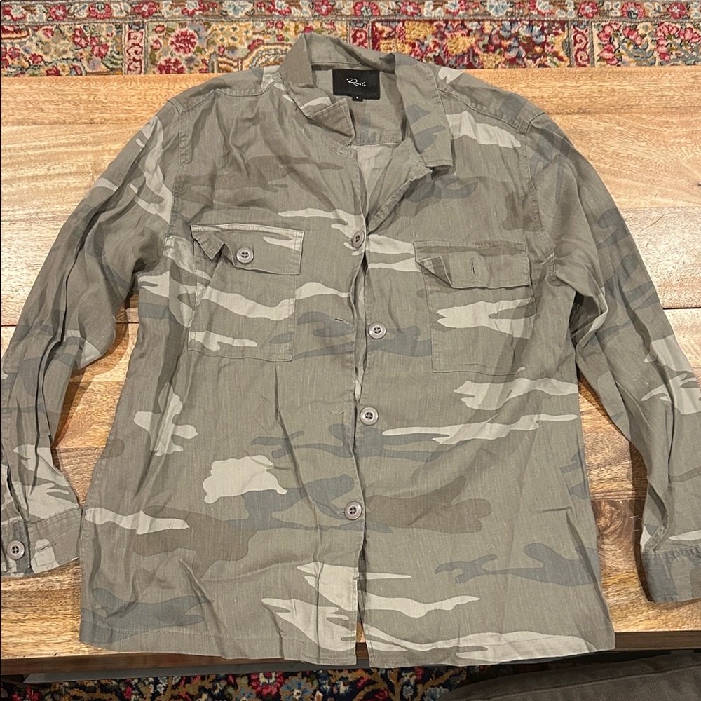 Gray Petit Camo Button Down